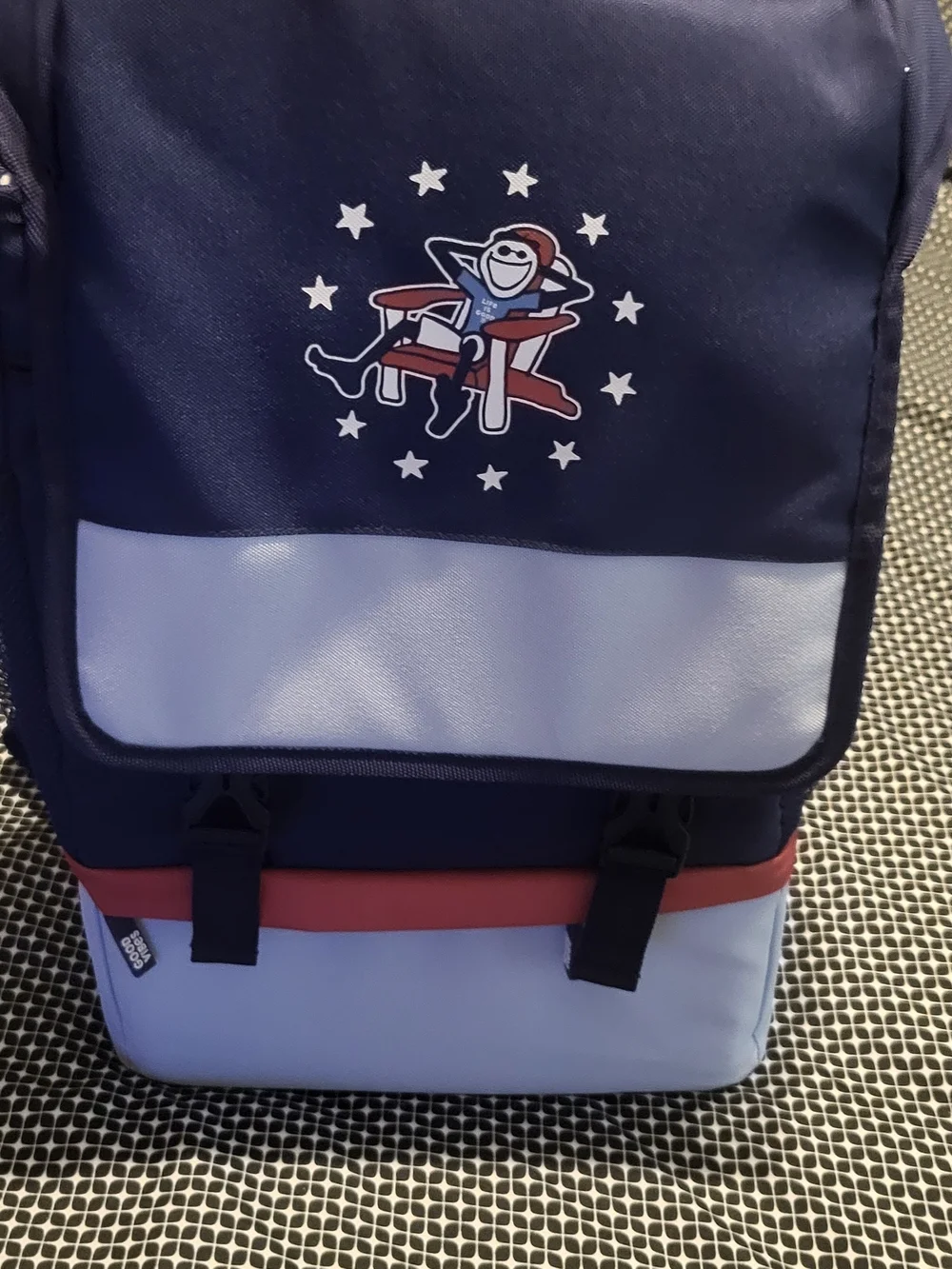 Brand New Life Is Good Navy, Light Blue Backpack Insulated Cooler
